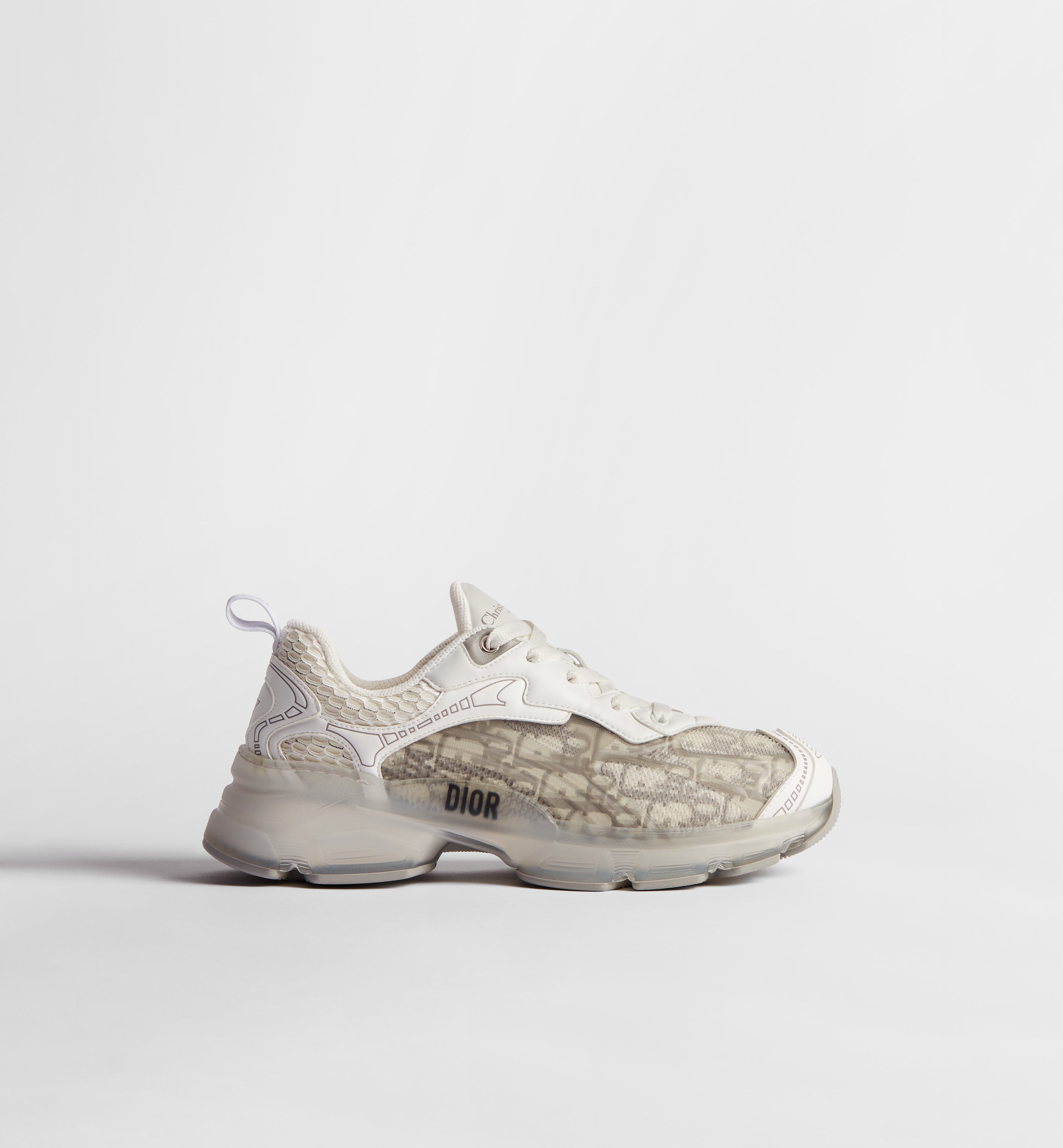 Dior 2026 Vibe Sneaker Gray Dior Oblique Technical Fabric and Transparent Rubber
