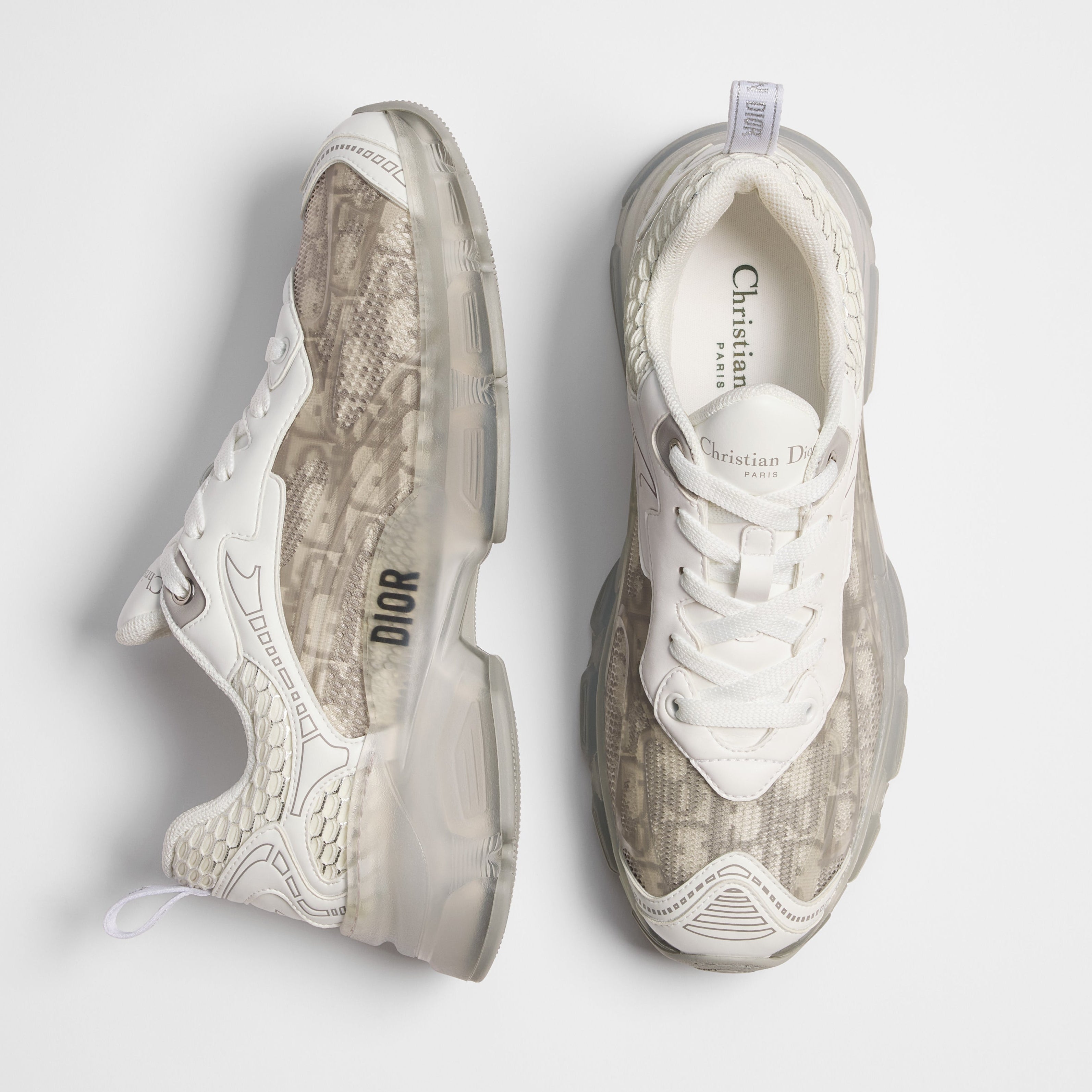 Dior 2026 Vibe Sneaker Gray Dior Oblique Technical Fabric and Transparent Rubber