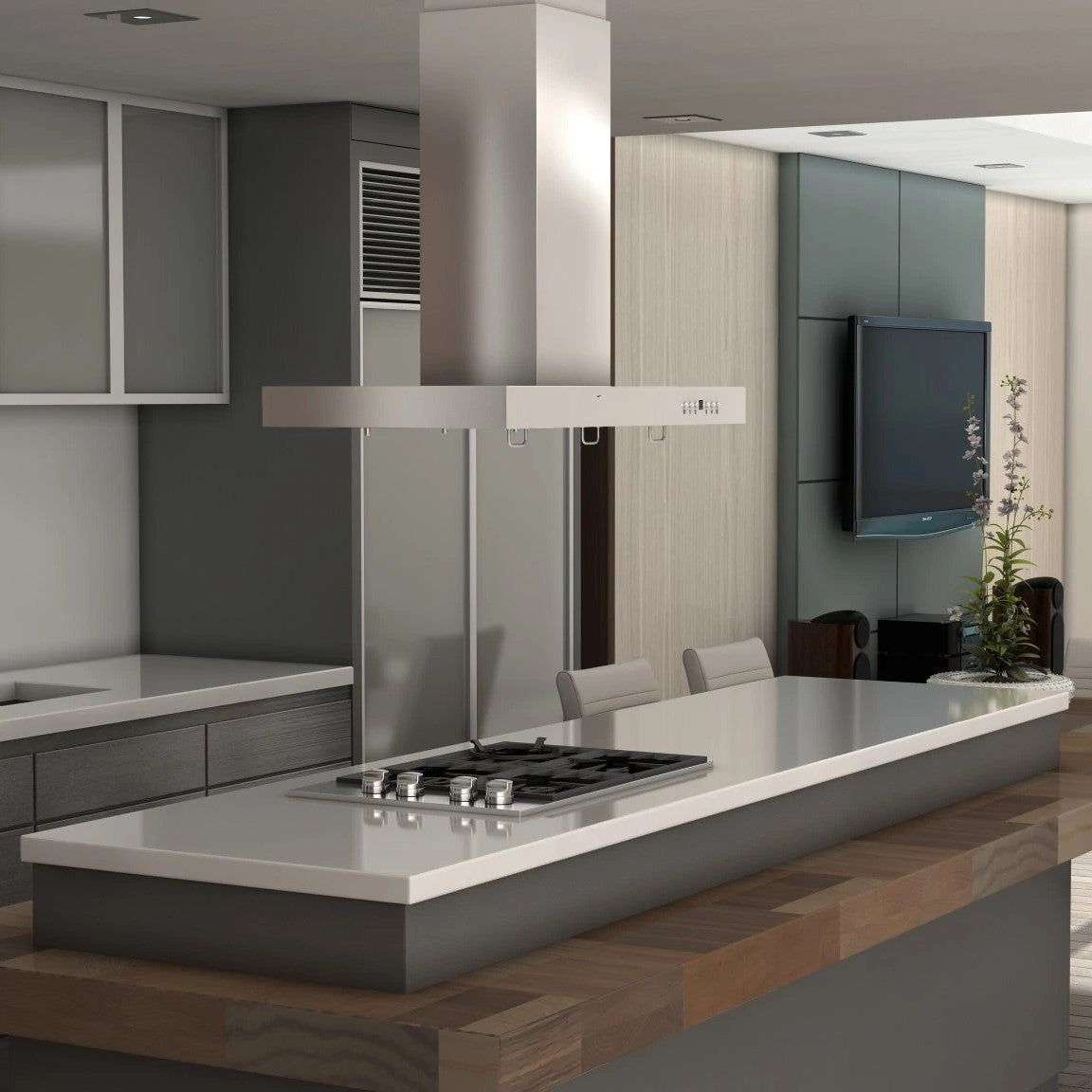 ZLINE Convertible Vent Island Mount Range Hood in Stainless Steel (KE2i)