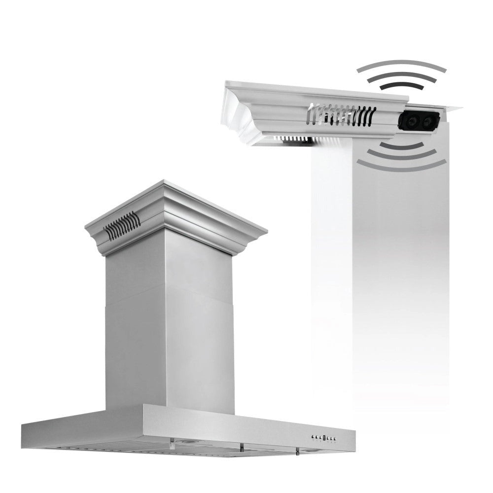 ZLINE Wall Mount Range Hood In Stainless Steel With Built-In CrownSound® Bluetooth Speakers (KECRN-BT)