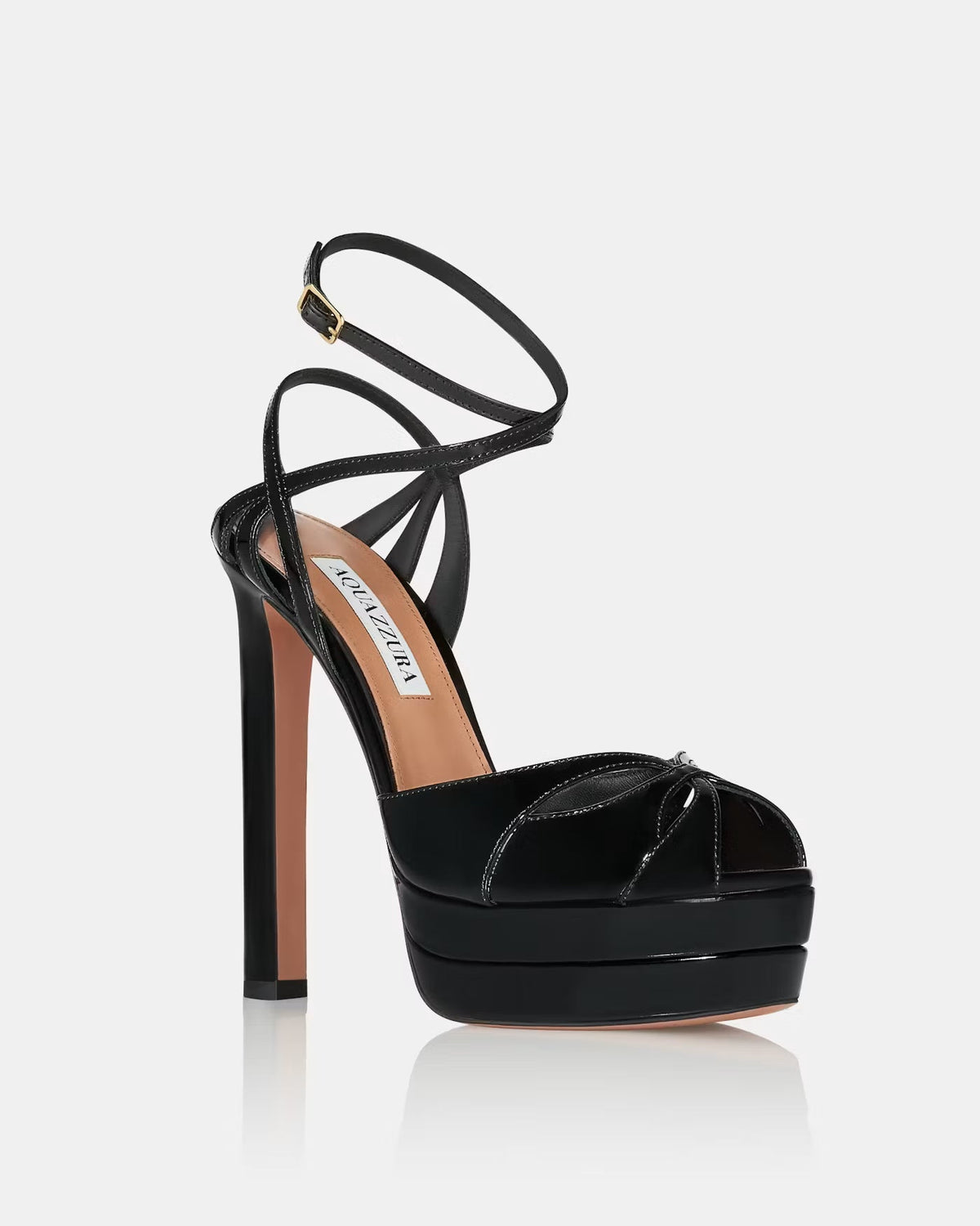 Aquazzura 2026 Moves Plateau Sandal 13cm Black Patent Leather