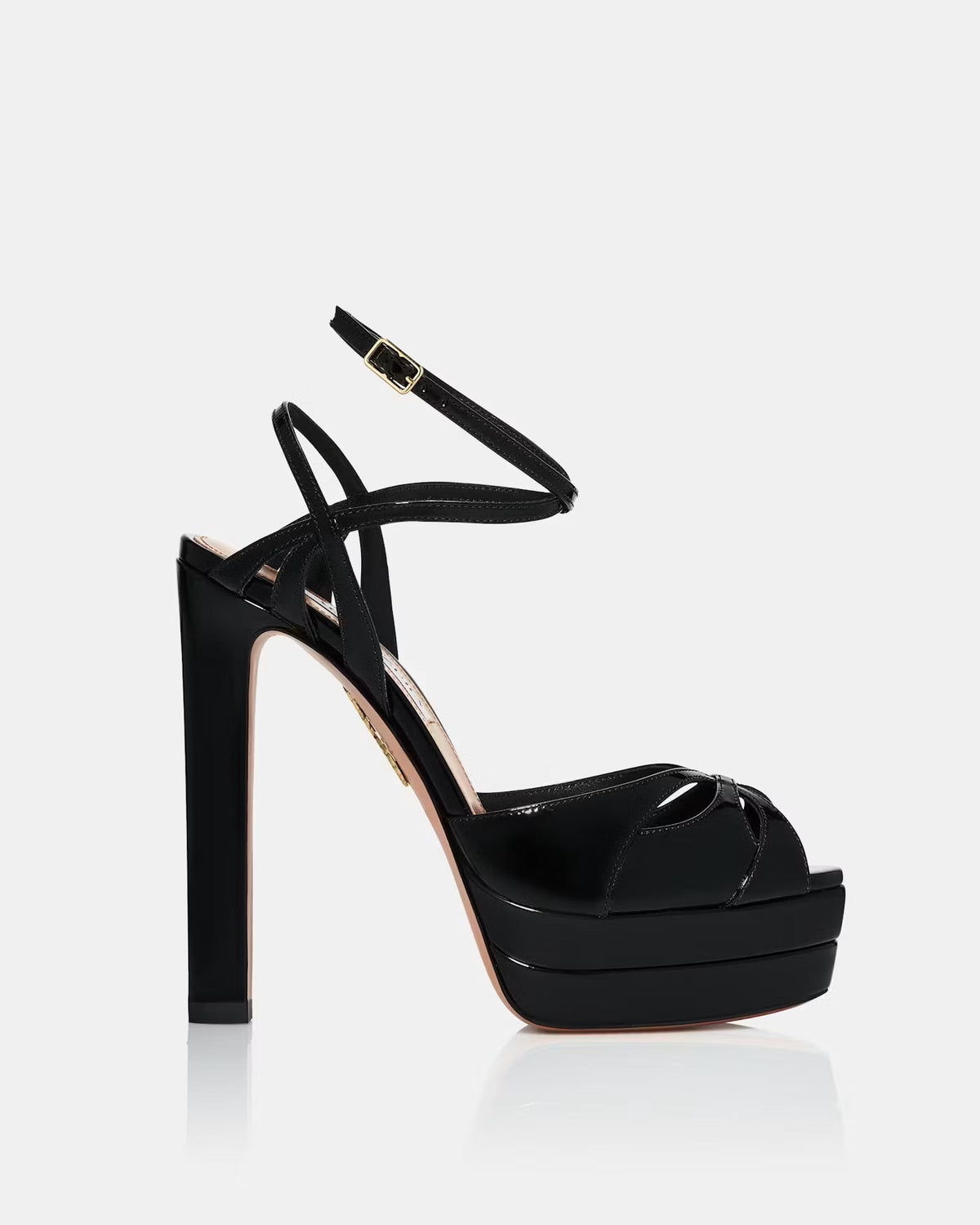 Aquazzura 2026 Moves Plateau Sandal 13cm Black Patent Leather