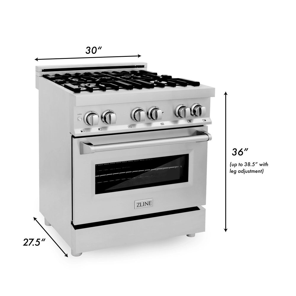 ZLINE 30" 4.0 cu. ft. Dual Fuel Range with Gas Stove and Electric Oven