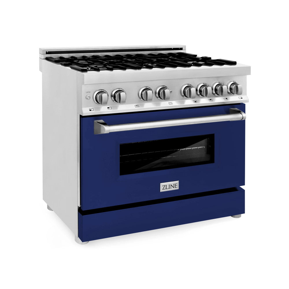 ZLINE 36" Dual Fuel Range with Gas Stove and Electric Oven in Stainless Steel with Color Door Options (RA36)