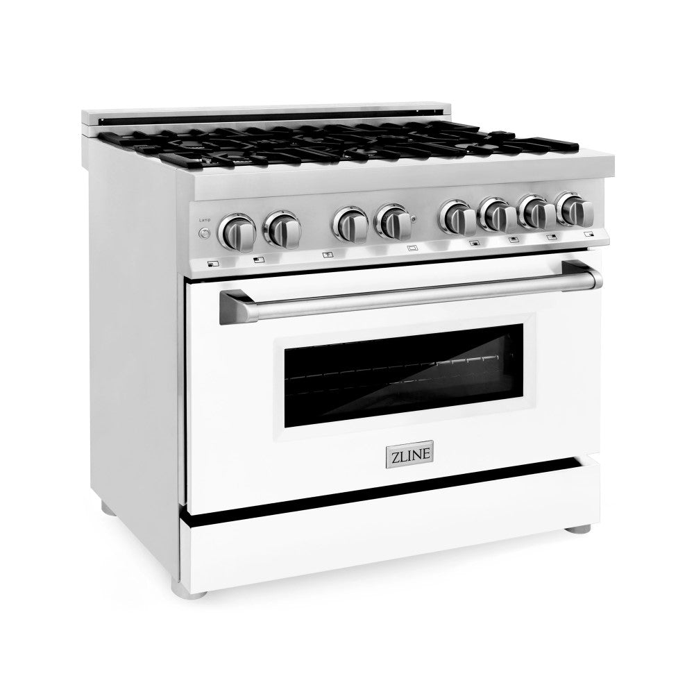 ZLINE 36" Dual Fuel Range with Gas Stove and Electric Oven in Stainless Steel with Color Door Options (RA36)