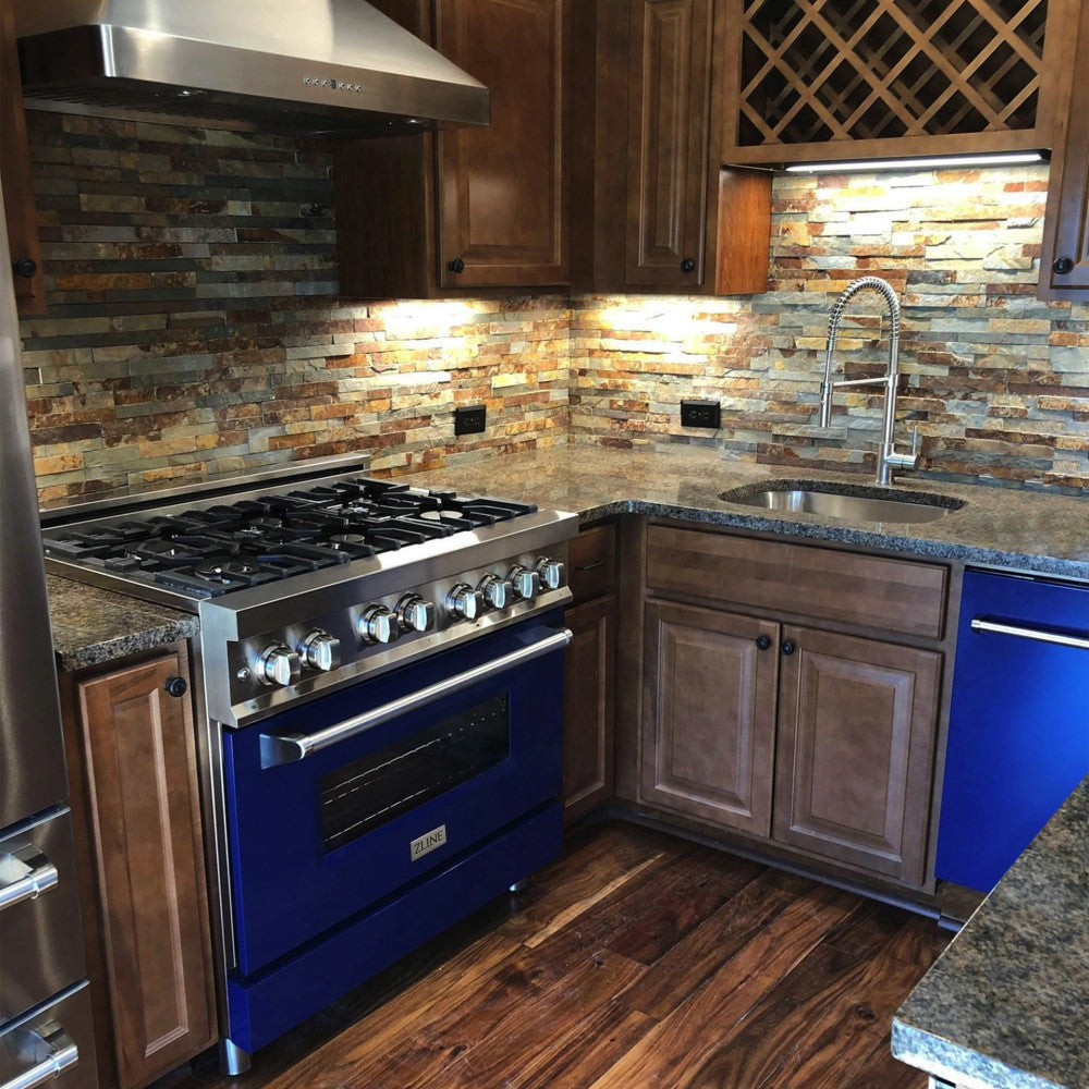 ZLINE 36" Dual Fuel Range with Gas Stove and Electric Oven in Stainless Steel with Color Door Options (RA36)