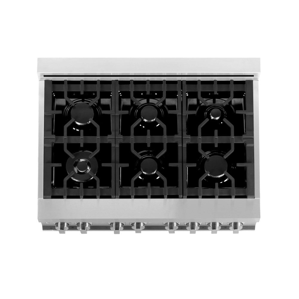 ZLINE 36" Dual Fuel Range with Gas Stove and Electric Oven in Stainless Steel with Color Door Options (RA36)