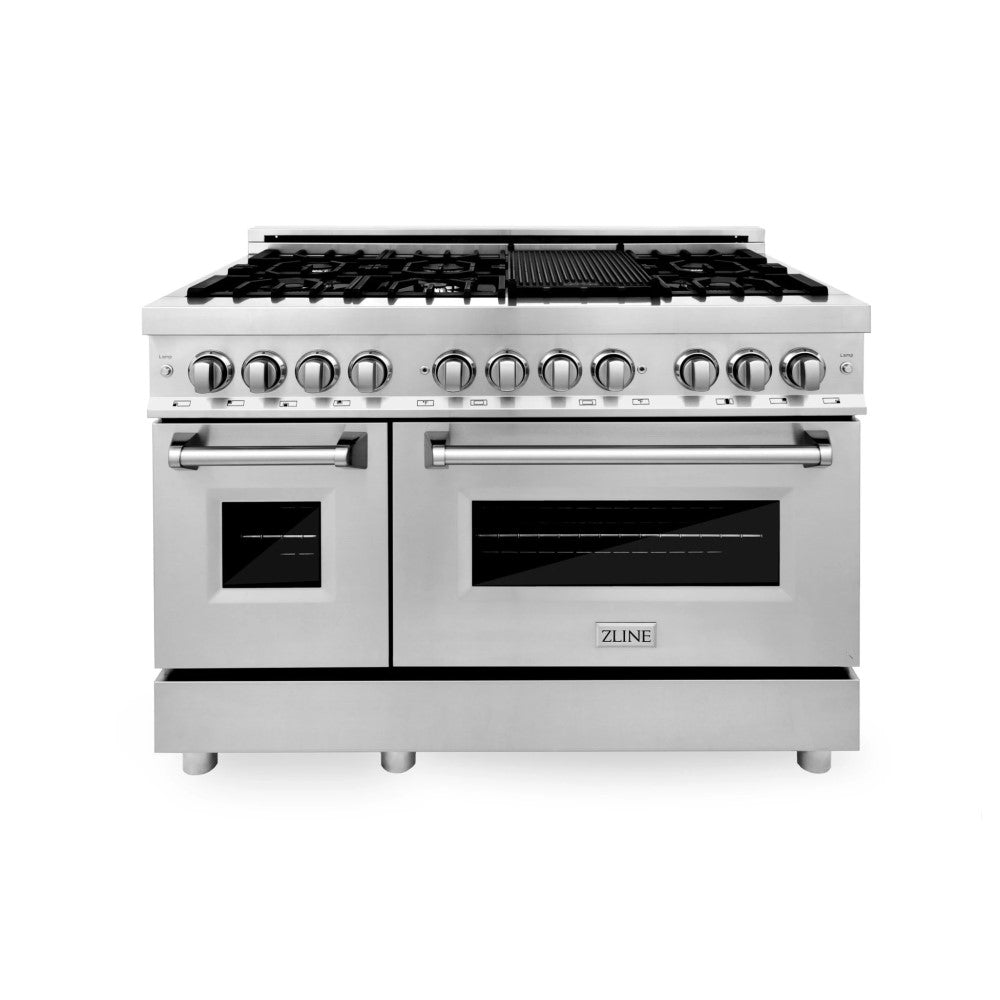 ZLINE 48" Professional Dual Fuel Range in Stainless Steel with Color Door Options (RA48)