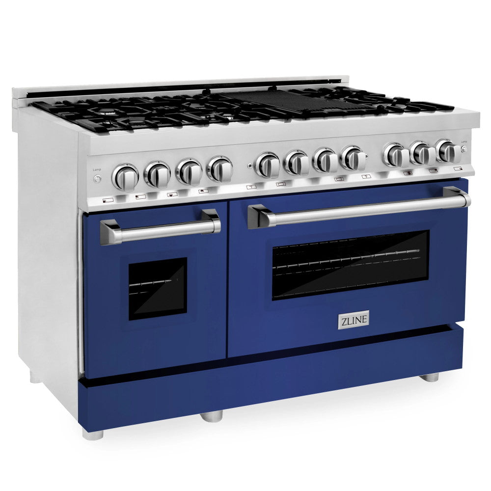 ZLINE 48" Professional Dual Fuel Range in Stainless Steel with Color Door Options (RA48)