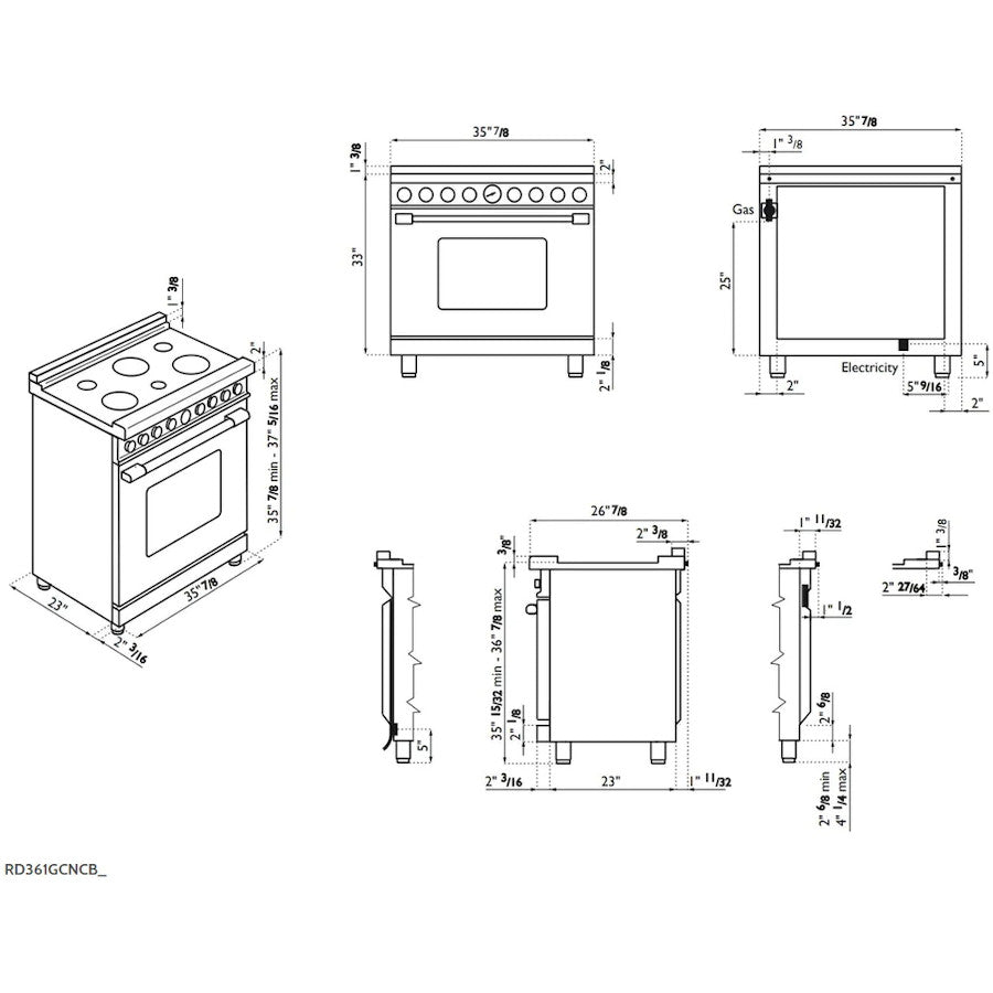 Superiore RD361GCNCB_ DECO 36’’ Classic Black and Bronze Dual Color Range