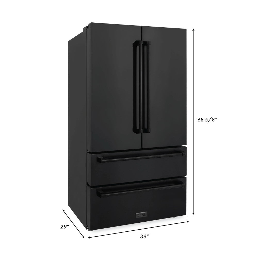 ZLINE 36" 22.5 cu. ft Freestanding French Door Refrigerator with Ice Maker in Fingerprint Resistant Stainless Steel (RFM-36)