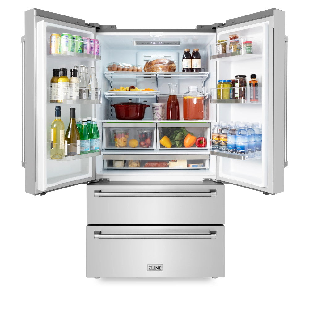 ZLINE 36" 22.5 cu. ft Freestanding French Door Refrigerator with Ice Maker in Fingerprint Resistant Stainless Steel (RFM-36)