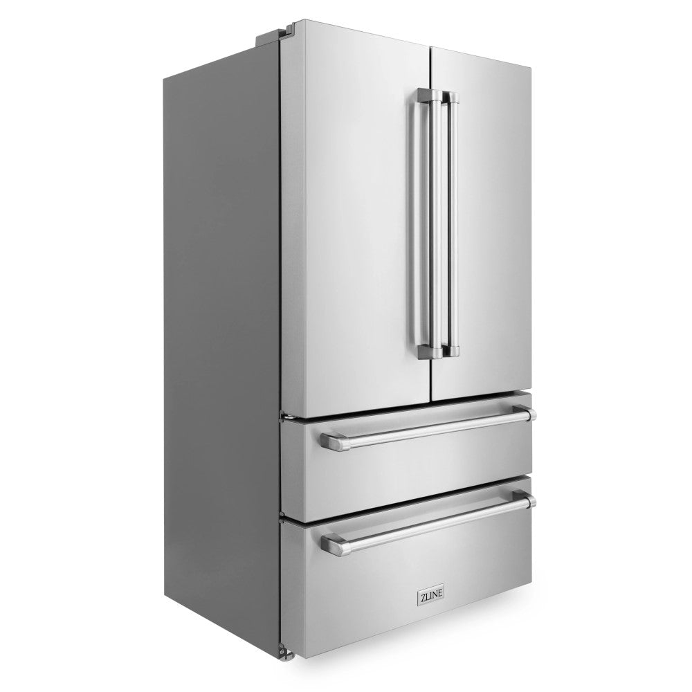 ZLINE 36" 22.5 cu. ft Freestanding French Door Refrigerator with Ice Maker in Fingerprint Resistant Stainless Steel (RFM-36)