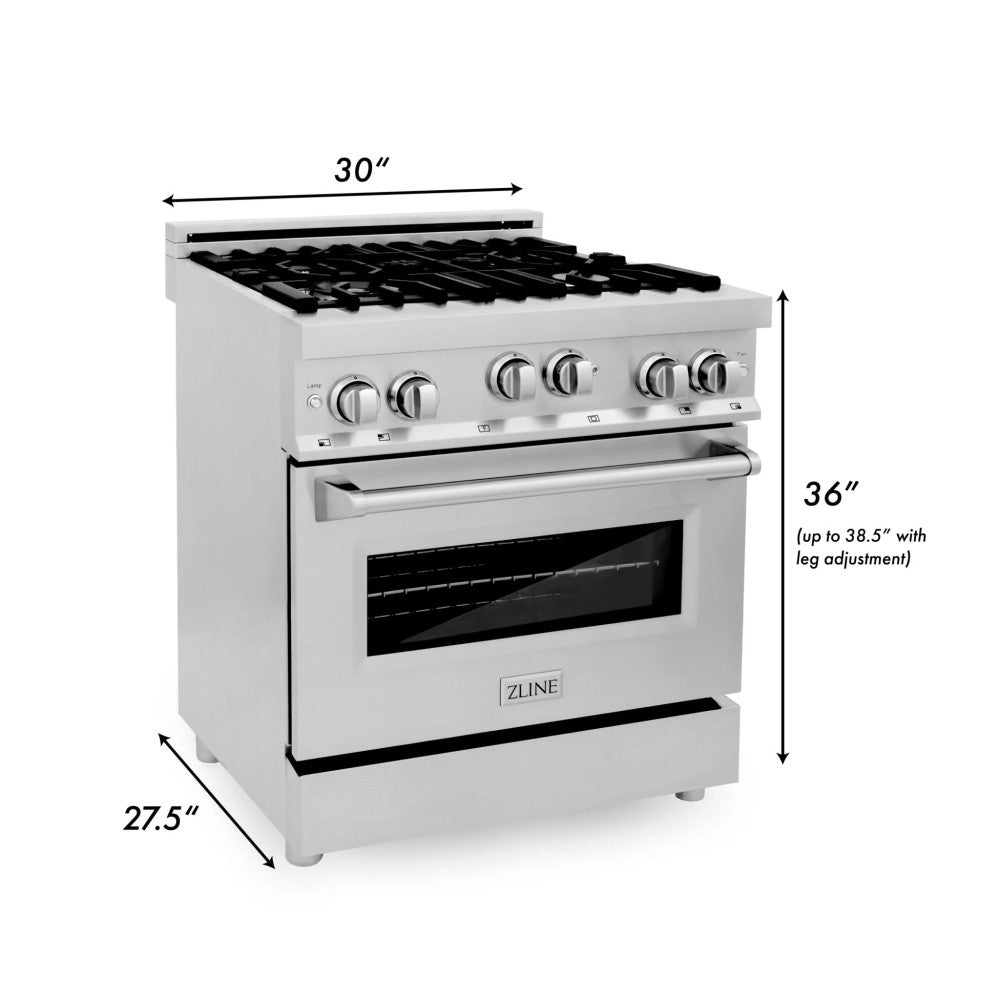 ZLINE 30" 4.0 cu. ft. Range with Gas Stove and Gas Oven in Stainless Steel with Color Door Options (RG30)