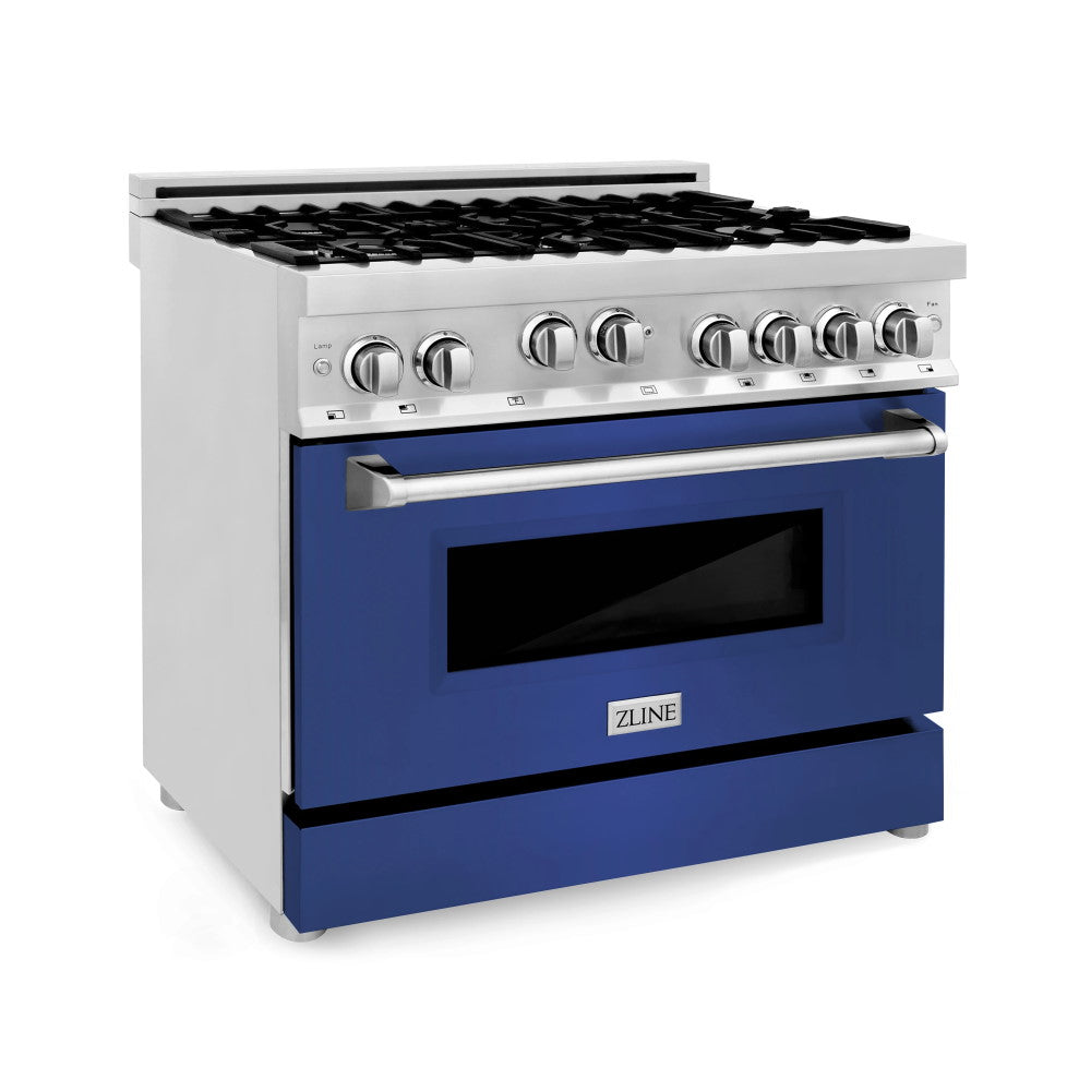ZLINE 36" Professional 4.6 cu. ft. 6 Gas on Gas Range in Stainless Steel with Color Door Options (RG36)
