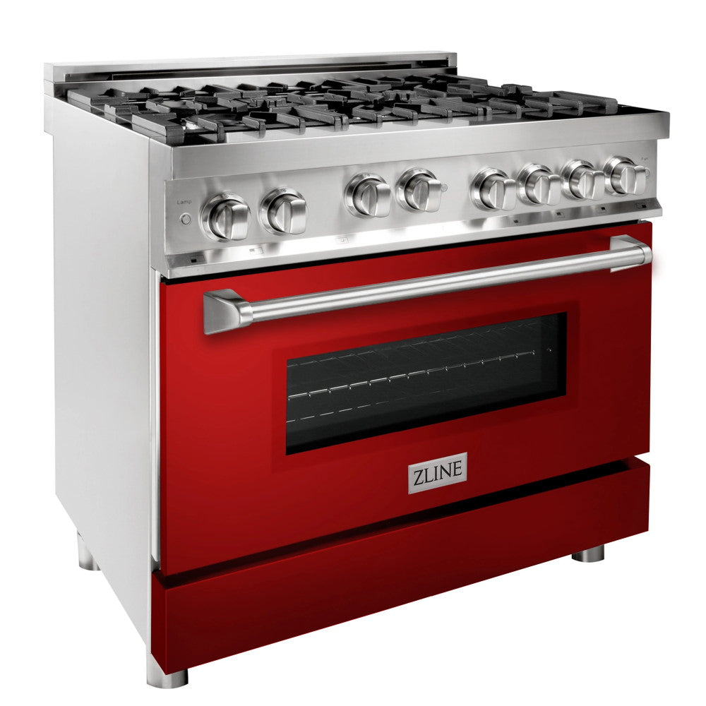 ZLINE 36" Professional 4.6 cu. ft. 6 Gas on Gas Range in Stainless Steel with Color Door Options (RG36)