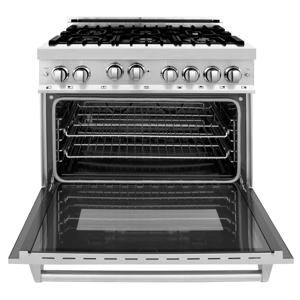 ZLINE 36" Professional 4.6 cu. ft. 6 Gas on Gas Range in Stainless Steel with Color Door Options (RG36)