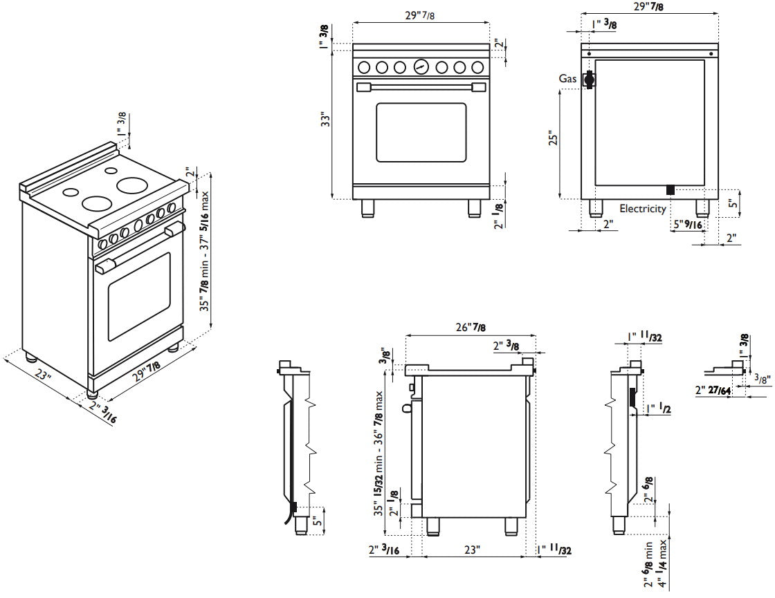 Superiore RN301SPS_S_ NEXT 30” Panorama Stainless Steel Range with 4 Gas Burners and Electric Oven