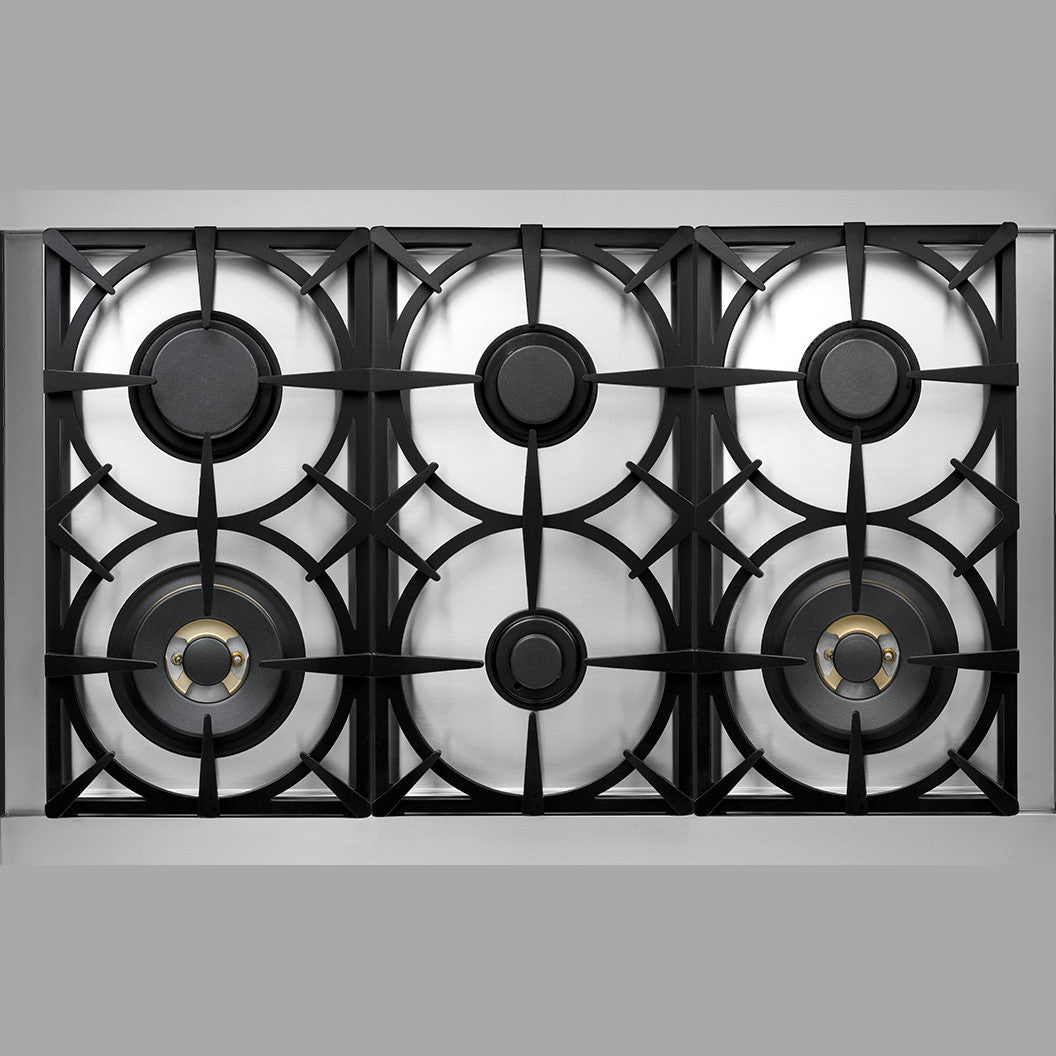 Superiore RN361GPS_S_ NEXT 36” Panorama Stainless Steel Gas Range with 6 Burners and Convection Oven