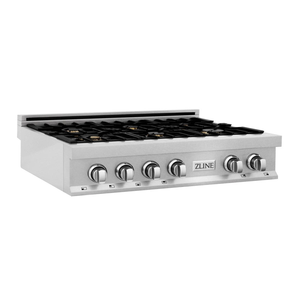 ZLINE 36" Porcelain Gas Stovetop in DuraSnow® Stainless Steel with 6 Gas Burners (RTS-36)