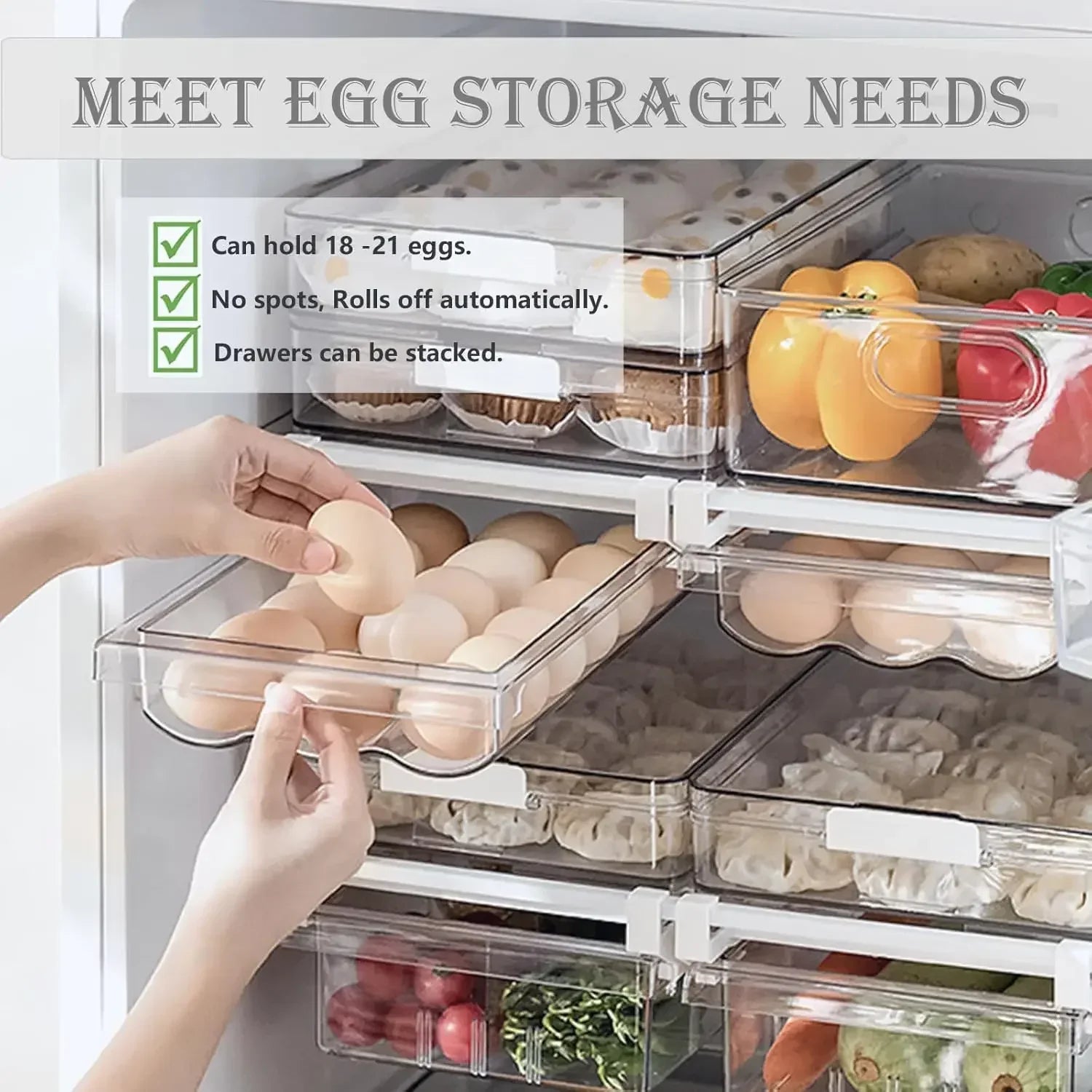 SmartStack™ Egg Storage Bin – Space-Saving Refrigerator Organizer