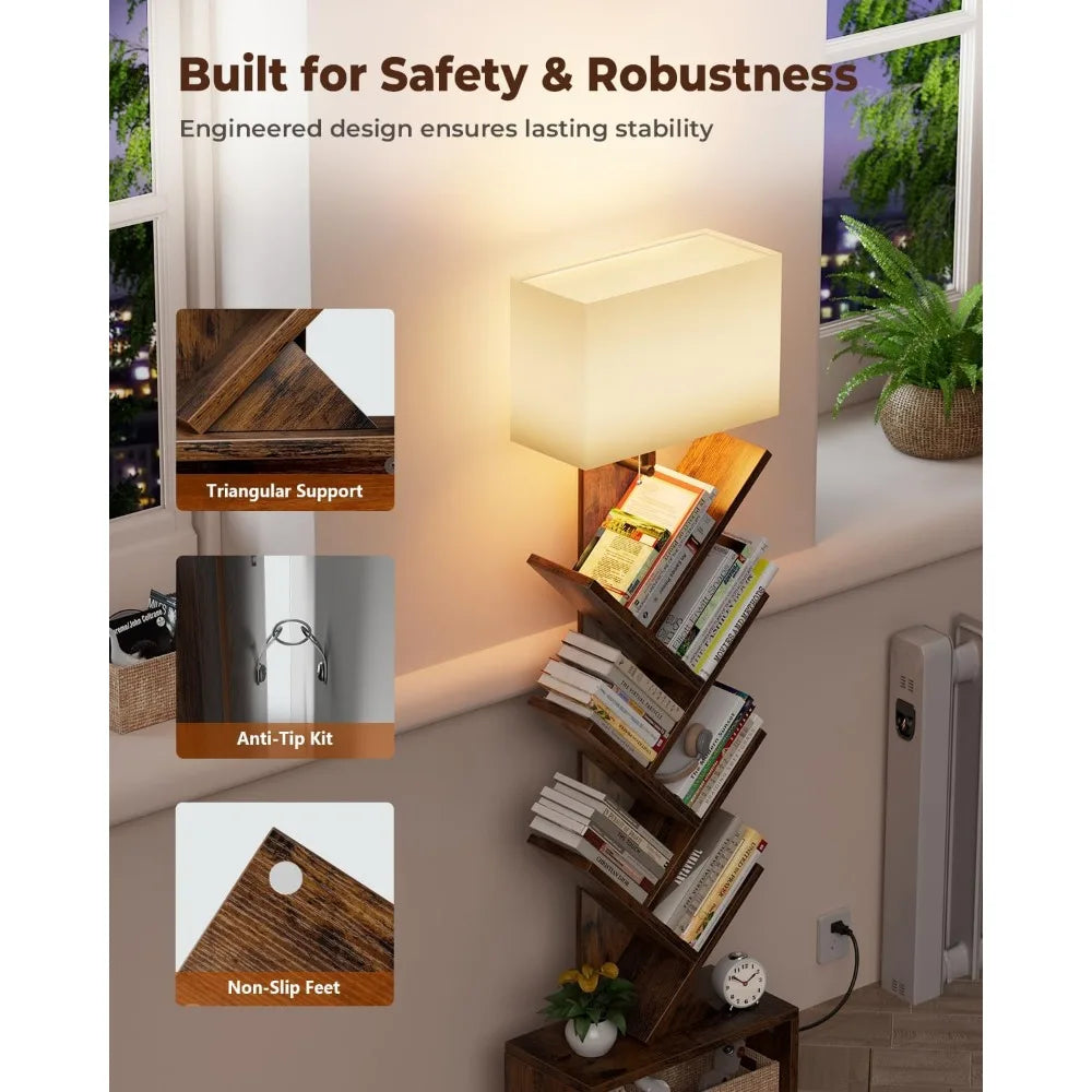 TreeTower™ 6-Tier Bookshelf – Modern Floor-Standing Book Organizer