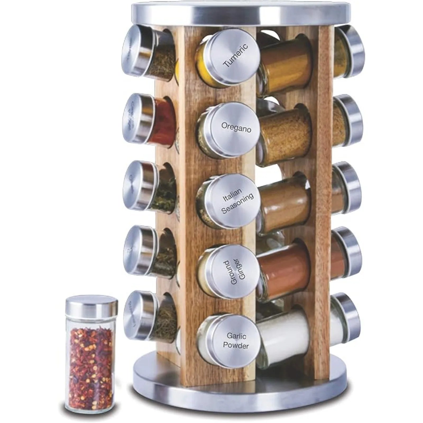 SpinOrganize™ Bamboo Spice Rack – Rotating Kitchen Organizer