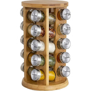 SpinOrganize™ Bamboo Spice Rack – Rotating Kitchen Organizer