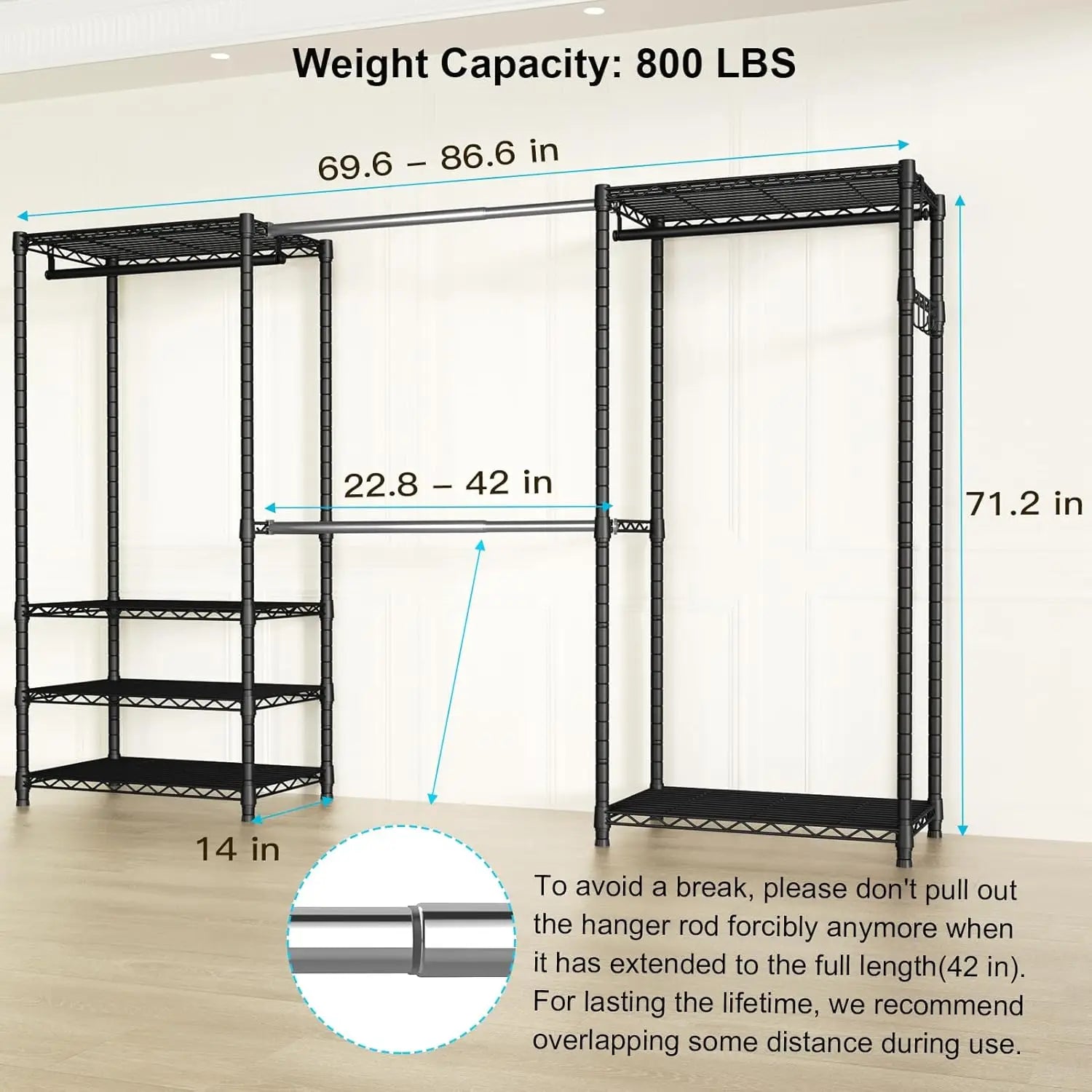 Ulif E1 Heavy-Duty Closet Garment Rack