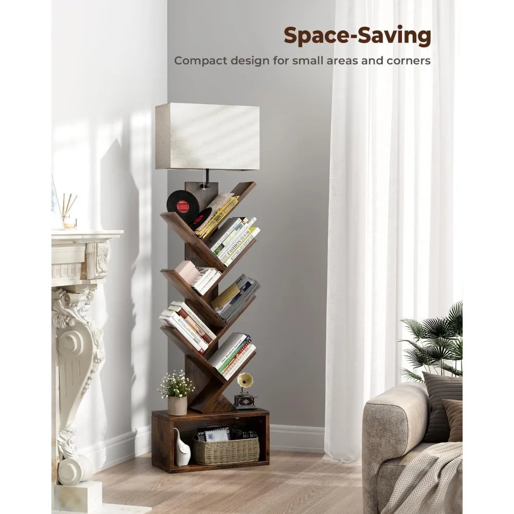 TreeTower™ 6-Tier Bookshelf – Modern Floor-Standing Book Organizer