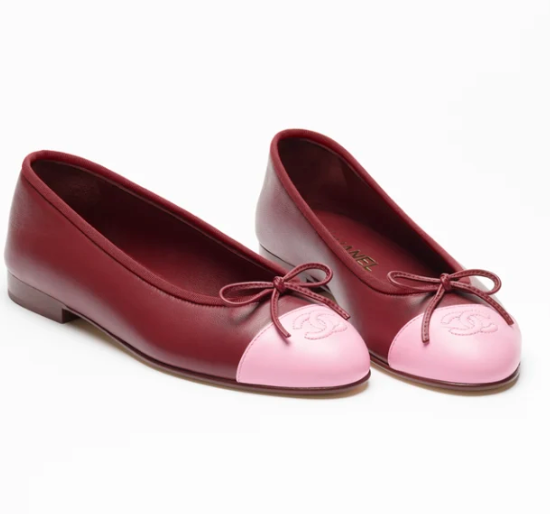Chanel 2026 Ballet Flat Burgundy Pink Lambskin