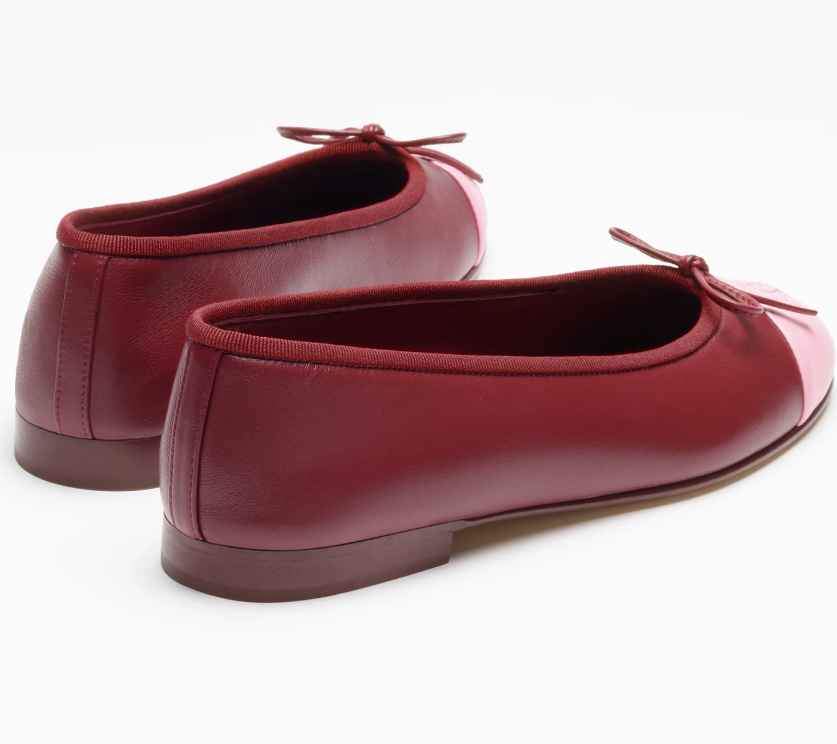 Chanel 2026 Ballet Flat Burgundy Pink Lambskin
