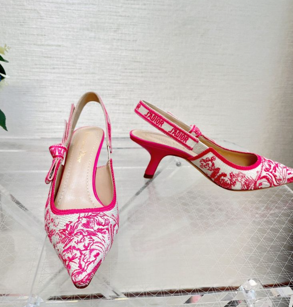 Dior 2026 J'Adior Slingback Pump Pink White Fabric Leather