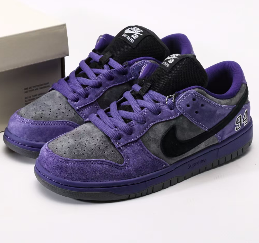 Nike SB Dunk Low x Supreme Purple Black Suede