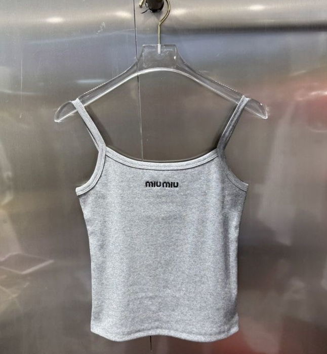 Miumiu 2026 Camisole White And Gray Cotton