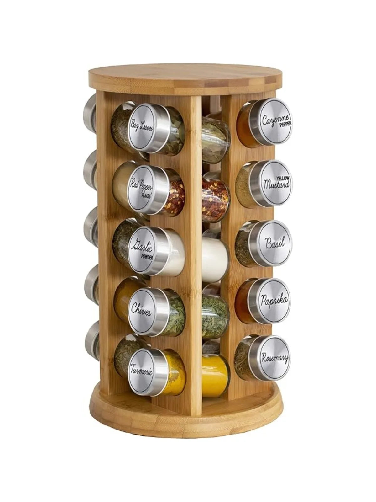 SpinOrganize™ Bamboo Spice Rack – Rotating Kitchen Organizer