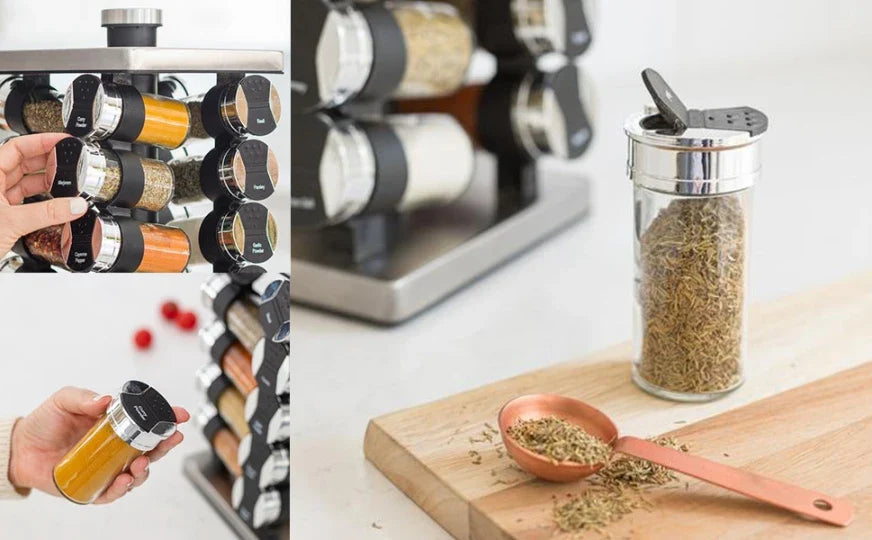 SpinOrganize™ Bamboo Spice Rack – Rotating Kitchen Organizer
