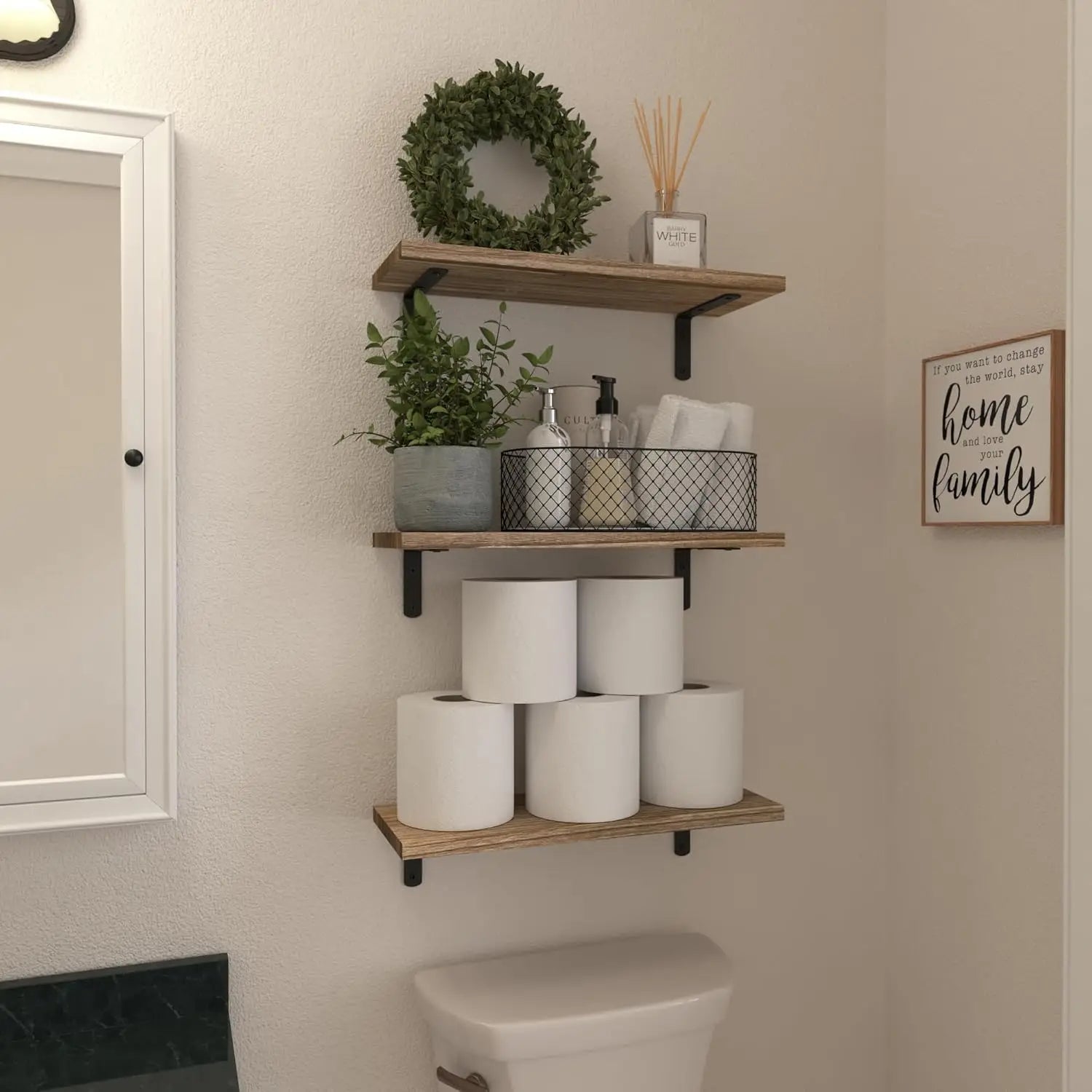 RusticCharm™ Wooden Floating Shelves