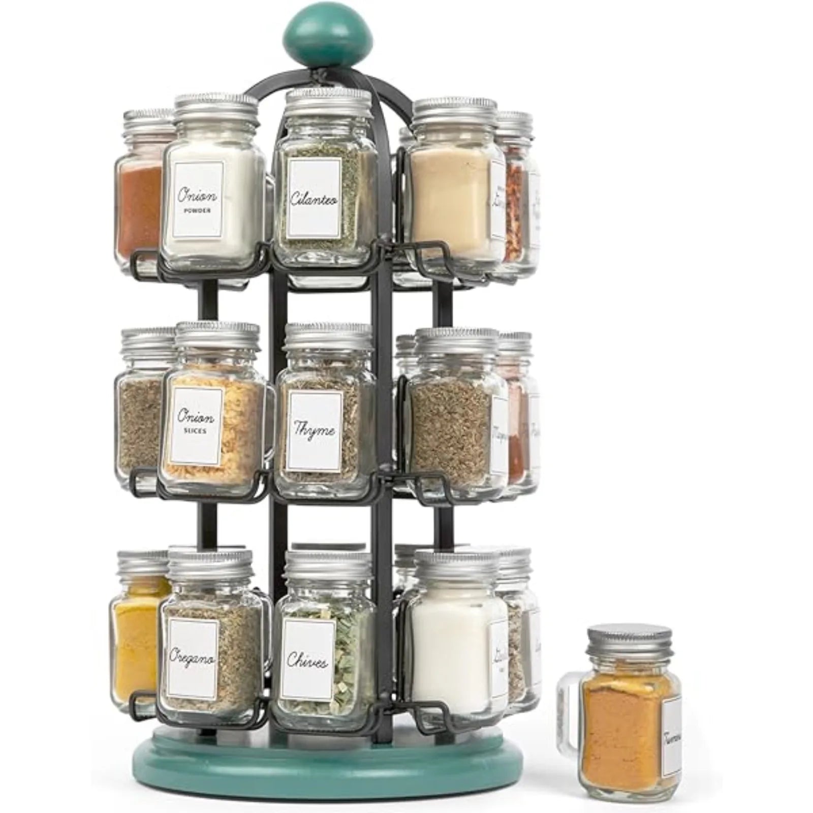 SpinOrganize™ Bamboo Spice Rack – Rotating Kitchen Organizer