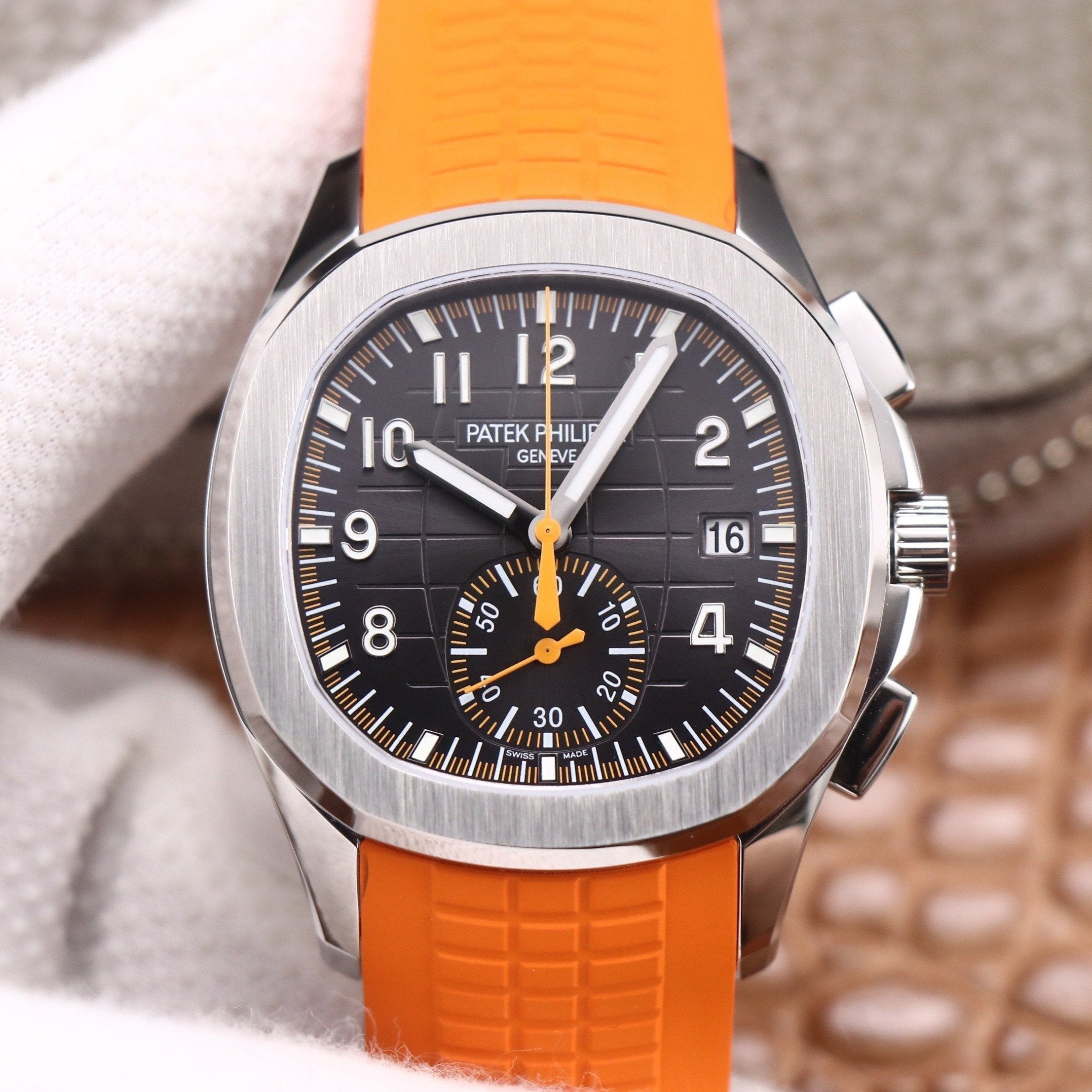 PATEK AQUANAUT CHRONOGRAPH STAINLESS STEEL ORANGE STRAP
