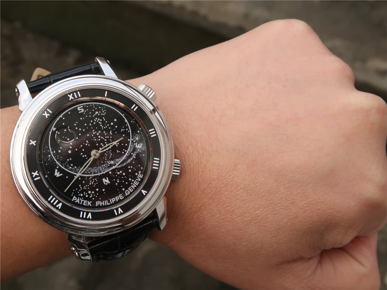 PATEK CELESTIAL SKY MOON WHITE GOLD 43MM BLACK DIAL