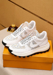 LV HIGH-END CLASSIC WHITE SUEDE MEN'S SHOES