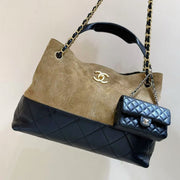 CC Tote bag Black mix Beige Suede Calfskin