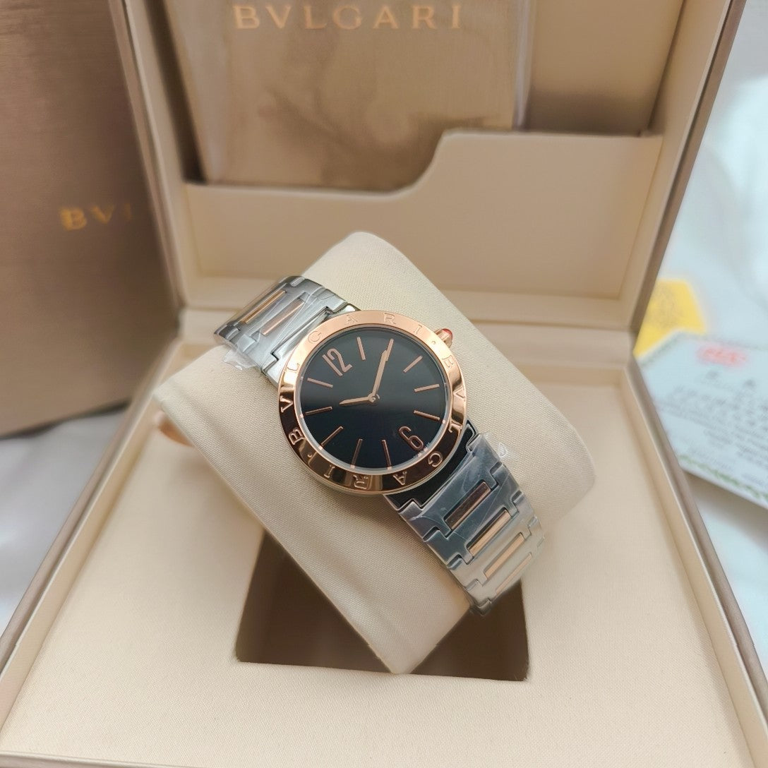 BVLGARI 33mm Sliver Case Pink Gold Steel