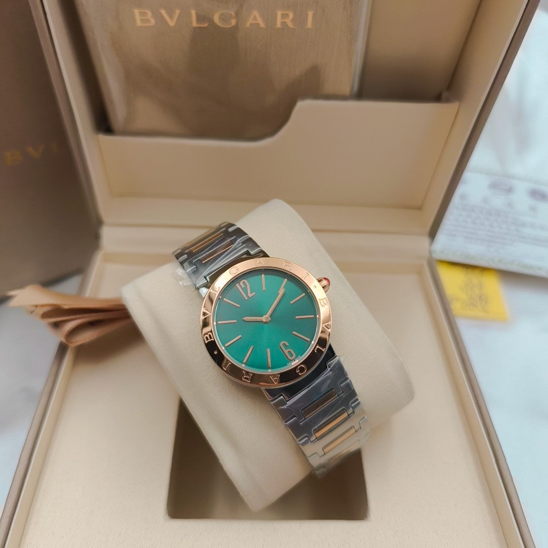 BVLGARI 33mm Sliver Case Pink Gold Steel