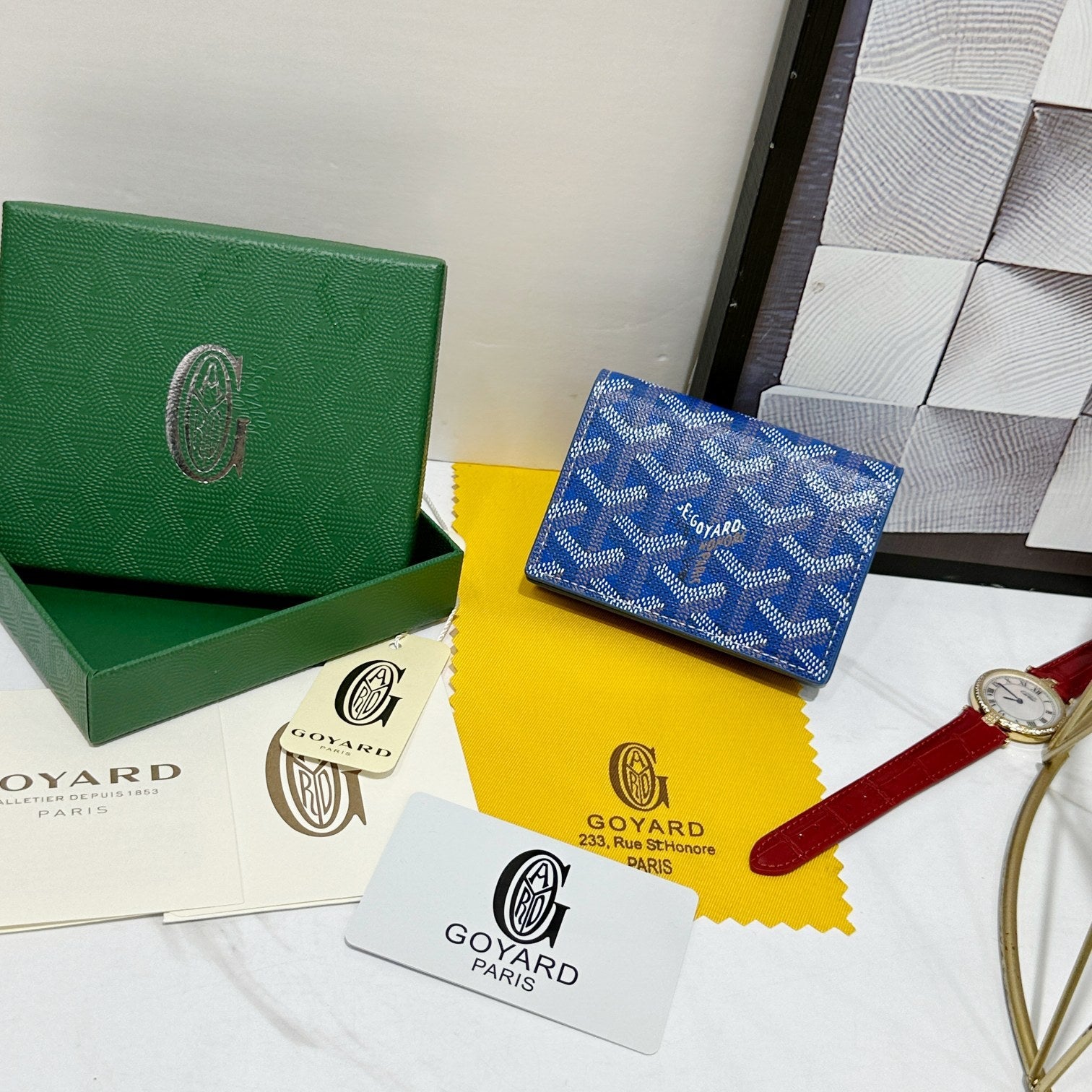 Goyard 2026 Malesherbes Card Holder 10.2cm Canvas Cowhide