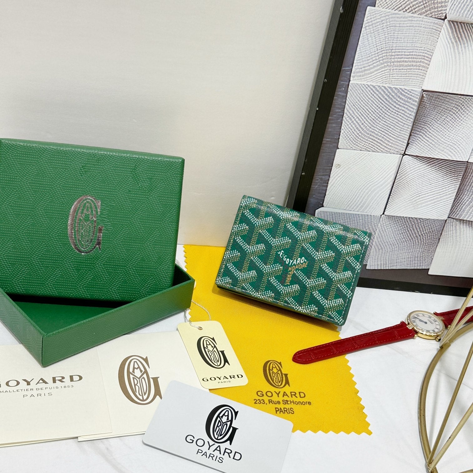 Goyard 2026 Malesherbes Card Holder 10.2cm Canvas Cowhide