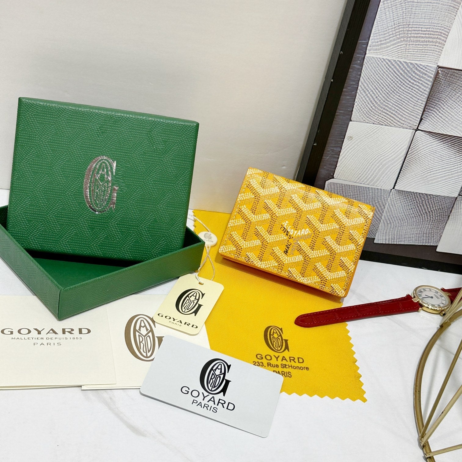 Goyard 2026 Malesherbes Card Holder 10.2cm Canvas Cowhide