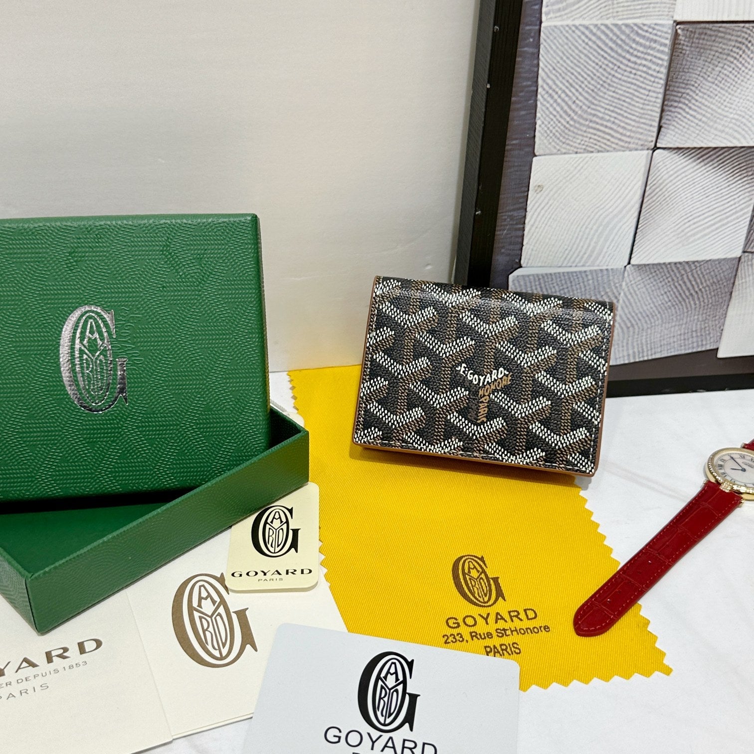 Goyard 2026 Malesherbes Card Holder 10.2cm Canvas Cowhide
