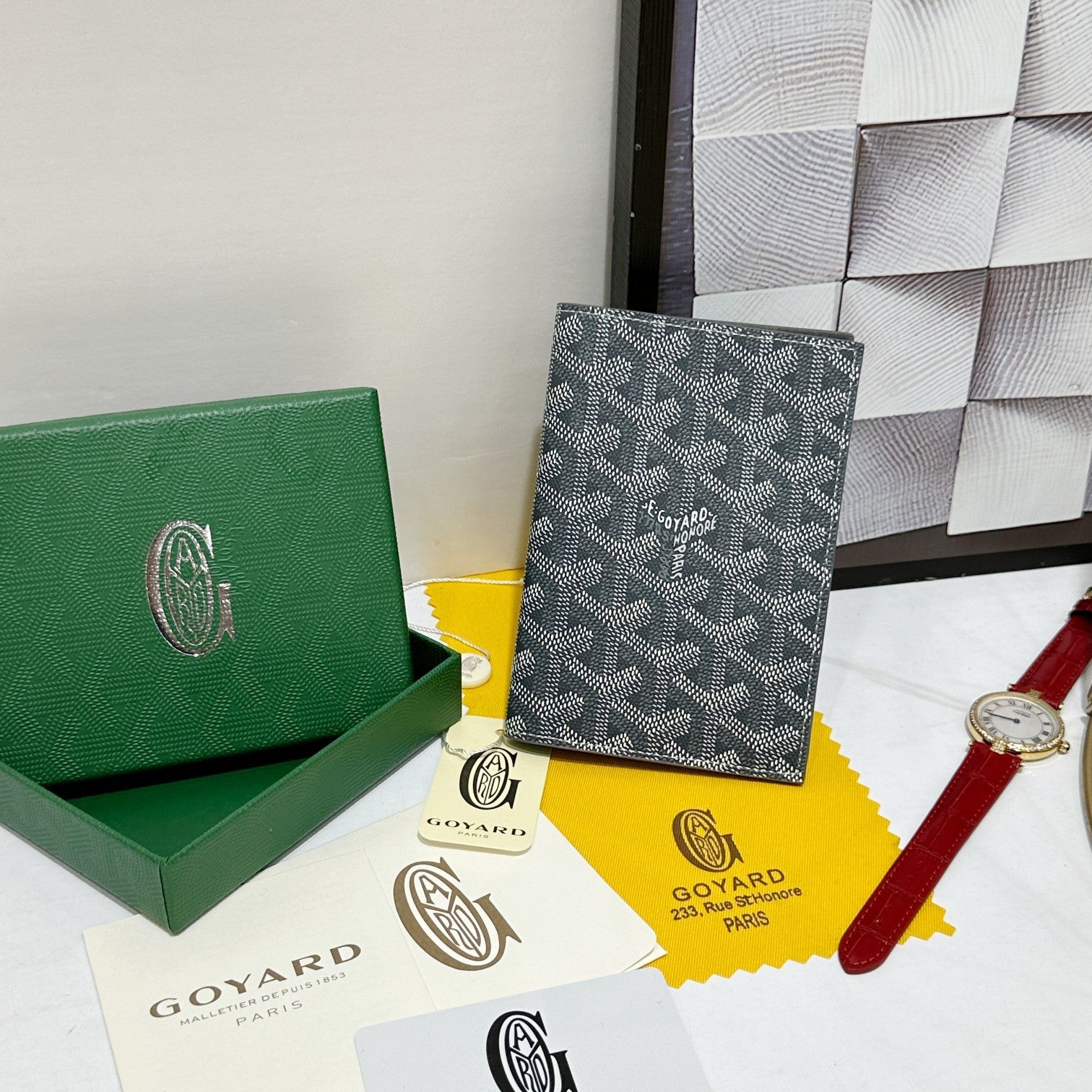 Goyard 2026 Grenelle Passport Cover 14cm Canvas Cowhide